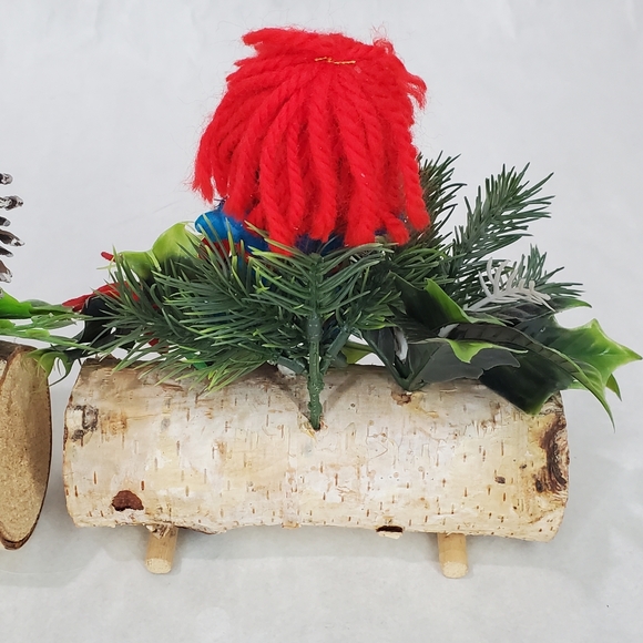 MCM Vintage Kitschy Yule Log 1970's Christmas Decorations Center Piece - Picture 7 of 12